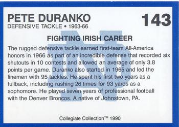 1990 Collegiate Collection Notre Dame #143 Pete Duranko Back