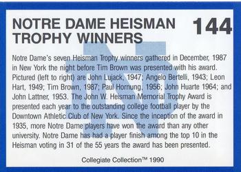 1990 Collegiate Collection Notre Dame #144 Heisman Trophy Winners Back