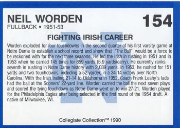 1990 Collegiate Collection Notre Dame #154 Neil Worden Back