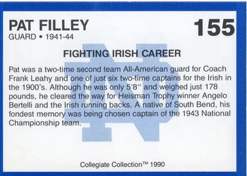 1990 Collegiate Collection Notre Dame #155 Pat Filley Back
