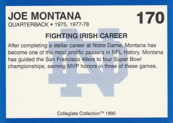 1990 Collegiate Collection Notre Dame #170 Joe Montana Back