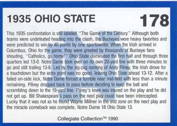 1990 Collegiate Collection Notre Dame #178 1935 Ohio State Back