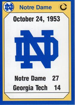 1990 Collegiate Collection Notre Dame #180 1953 Georgia Tech Front