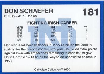 1990 Collegiate Collection Notre Dame #181 Don Schaefer Back