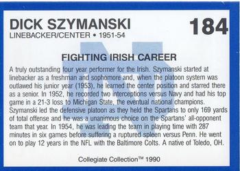 1990 Collegiate Collection Notre Dame #184 Dick Szymanski Back