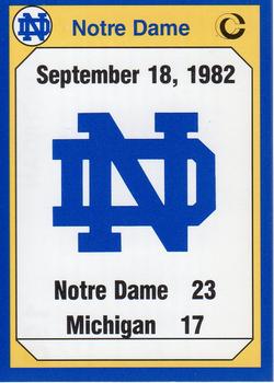 1990 Collegiate Collection Notre Dame #190 1982 Michigan Front