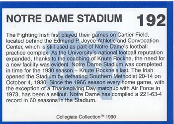1990 Collegiate Collection Notre Dame #192 Notre Dame Stadium Back