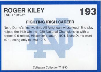 1990 Collegiate Collection Notre Dame #193 Roger Kiley Back