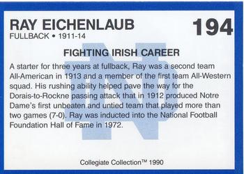 1990 Collegiate Collection Notre Dame #194 Ray Eichenlaub Back