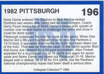 1990 Collegiate Collection Notre Dame #196 1982 Pittsburgh Back