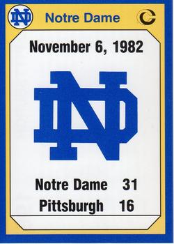 1990 Collegiate Collection Notre Dame #196 1982 Pittsburgh Front