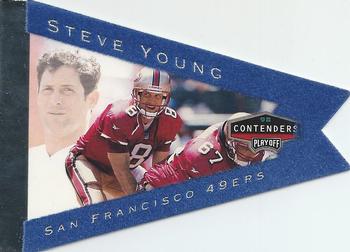 1998 Playoff Contenders - Pennants Blue Felt #85 Steve Young Front