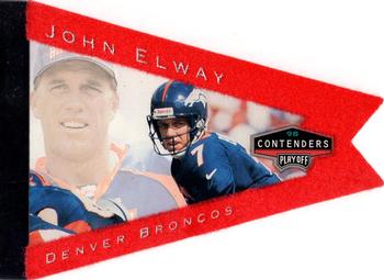1998 Playoff Contenders - Pennants Red Felt #26 John Elway Front