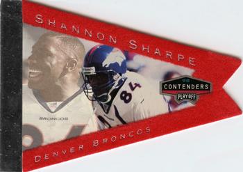 1998 Playoff Contenders - Pennants Red Felt #30 Shannon Sharpe Front