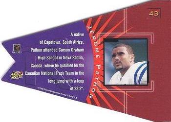 1998 Playoff Contenders - Pennants Red Felt #43 Jerome Pathon Back