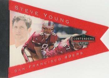 1998 Playoff Contenders - Pennants Red Felt #85 Steve Young Front