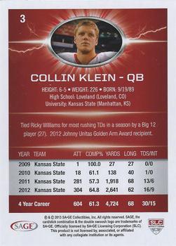 2013 SAGE HIT #3 Collin Klein Back