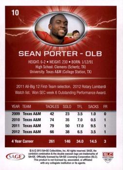 2013 SAGE HIT #10 Sean Porter Back