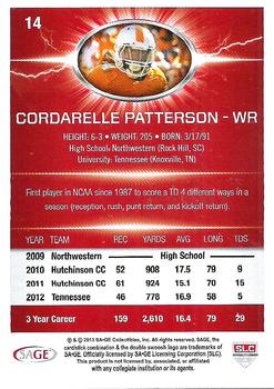 2013 SAGE HIT #14 Cordarrelle Patterson Back