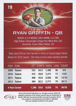 2013 SAGE HIT #19 Ryan Griffin Back