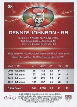 2013 SAGE HIT #33 Dennis Johnson Back
