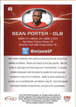 2013 SAGE HIT #49 Sean Porter Back