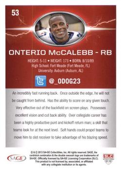 2013 SAGE HIT #53 Onterio McCalebb Back