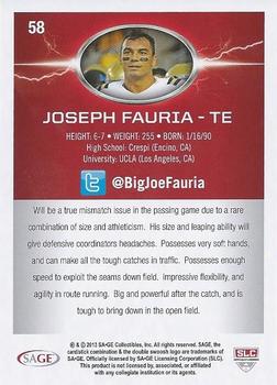 2013 SAGE HIT #58 Joseph Fauria Back