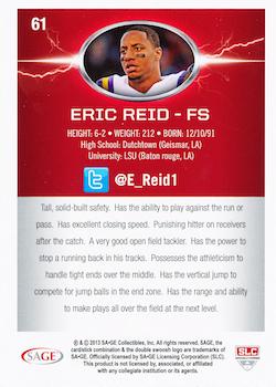 2013 SAGE HIT #61 Eric Reid Back