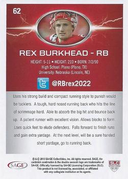 2013 SAGE HIT #62 Rex Burkhead Back