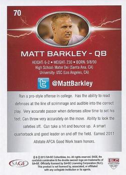 2013 SAGE HIT #70 Matt Barkley Back