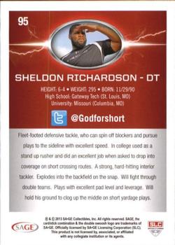 2013 SAGE HIT #95 Sheldon Richardson Back