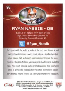 2013 SAGE HIT #98 Ryan Nassib Back