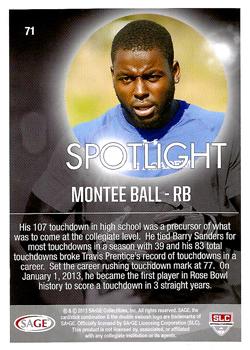 2013 SAGE HIT #71 Montee Ball Back