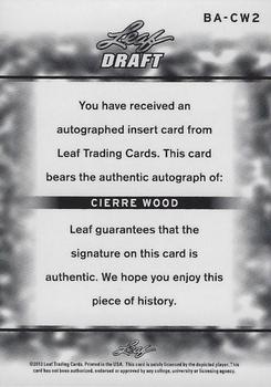 2013 Leaf Metal Draft #BA-CW2 Cierre Wood Back