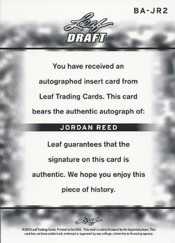 2013 Leaf Metal Draft #BA-JR2 Jordan Reed Back