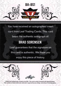 2013 Leaf Valiant #BA-BS1 Brad Sorensen Back