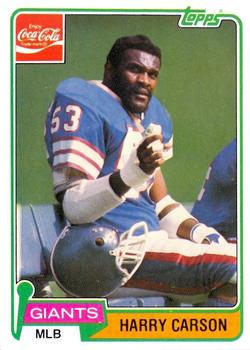 1981 Topps Coca-Cola New York Giants #1 Harry Carson Front