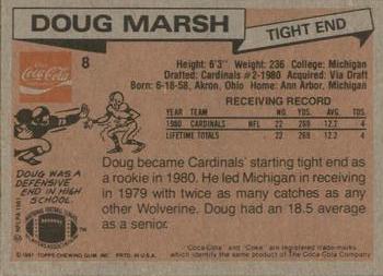 1981 Topps Coca-Cola St. Louis Cardinals #8 Doug Marsh Back