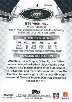 2012 Bowman Sterling - Black Refractors #4 Stephen Hill Back