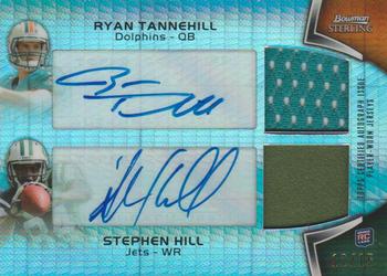 2012 Bowman Sterling - Dual Autographed Relics Prism Refractors #BSPDAR-TH Stephen Hill / Ryan Tannehill Front