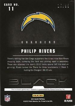 2012 Panini Black - NFL Equipment #11 Philip Rivers Back