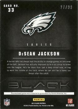 2012 Panini Black - NFL Equipment Combos #33 DeSean Jackson Back