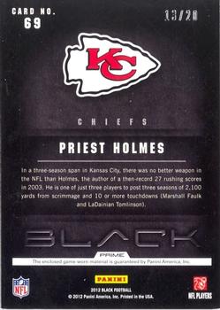 2012 Panini Black - NFL Equipment Combos Prime #69 Priest Holmes Back