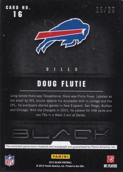 2012 Panini Black - NFL Equipment Signatures #16 Doug Flutie Back