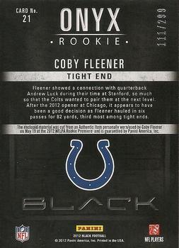 2012 Panini Black - Onyx Rookie Materials #21 Coby Fleener Back