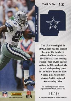 2012 Panini Limited - Prime Colors #12 Emmitt Smith Back