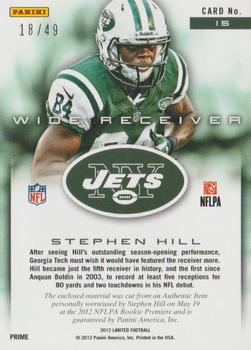 2012 Panini Limited - Rookie Jumbo Jerseys Jersey Number Prime #15 Stephen Hill Back