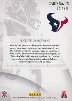 2012 Panini Limited - Threads #15 Andre Johnson Back