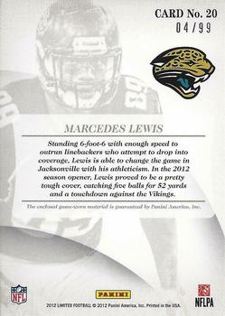 2012 Panini Limited - Threads #20 Marcedes Lewis Back